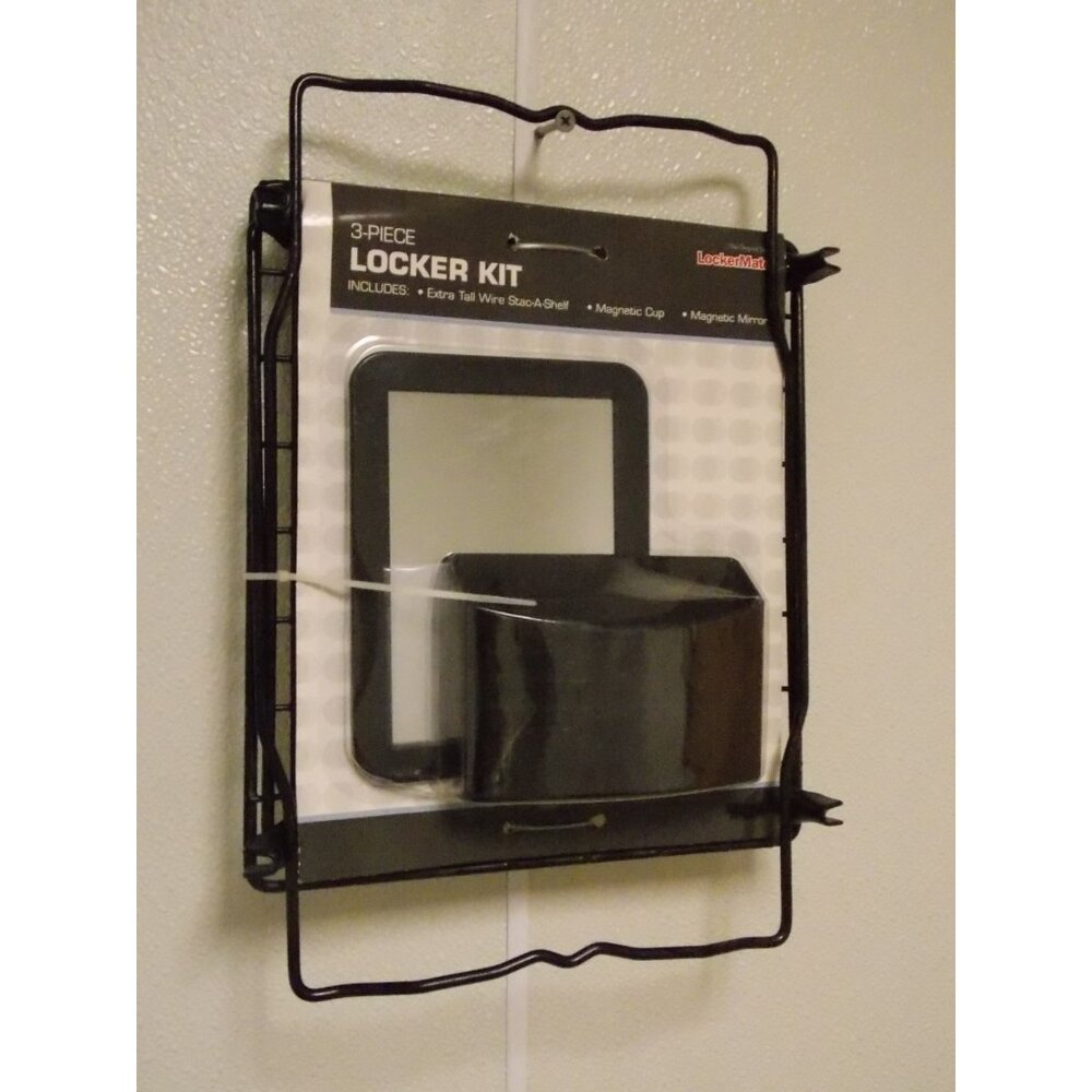 LockerMate 3pc set Stac-A-Shelf Magnetic Cup and Mirror Black